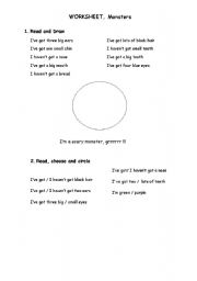 English Worksheet: Im a scary monster, grrr!!!