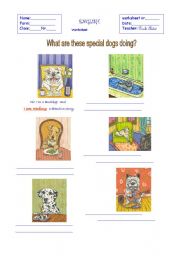 English Worksheet: What are these special dogs doing?