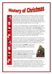 English Worksheet: The History of Christmas - 4 pages