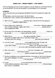English Worksheet: SIMPLE PAST/PRESENT PERFECT / PAST PERFECT