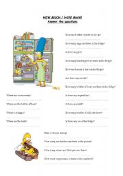 English Worksheet: HOW MUCH/ HOW MANY and prepositions