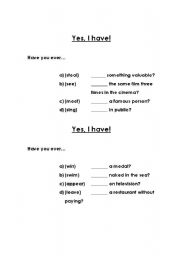 English Worksheet: Yes, I have!