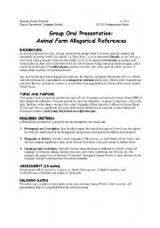 Animal Farm Allegory Project - ESL worksheet by thommythom