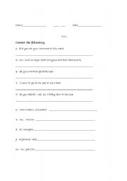 English Worksheet: Daily Language Worksheet