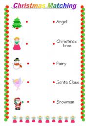 English Worksheet: Christmas Matching Game