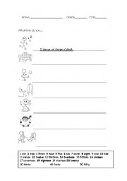 English worksheet: What time do you...?