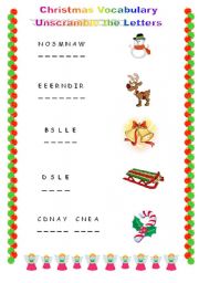 Christmas Unscramble the Letters