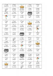 English worksheet: birthday bingo