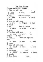 English Worksheet: The Five Senses