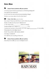 English Worksheet: RAIN MAM -THE MEMORY MAN