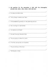 English worksheet: Interrogative Pronouns