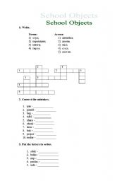 English Worksheet: School Objects