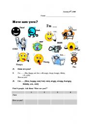 English Worksheet: How are you?