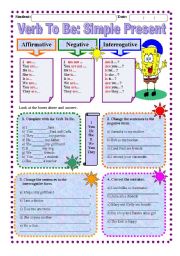 English Worksheet: Worksheet: Verb To Be - Simple Present