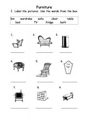 English Worksheet: furniture