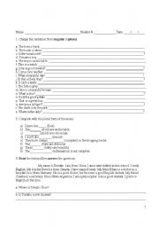 English Worksheet: plurals