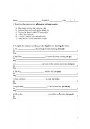 English worksheet: simple present