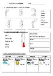 English Worksheet: WEATHER TEST