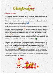 English Worksheet: CHRISTMAS IN ENGLAND - HOW I REMEMBER CHRISTMAS AS A CHILD!