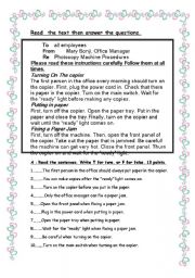 English Worksheet: Reading comprehension