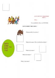 English Worksheet: SCOOBY DOOS CHRISTMAS VIDEO PART 1 WS A