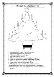 English Worksheet: Decorating the Christmas Tree