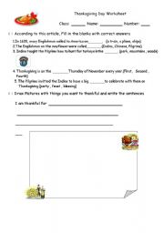 English worksheet: Thanksgiving Day