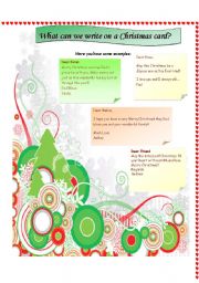 English Worksheet: Christmas Cards: what to write on them