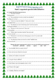 English Worksheet: indirect speech using reporting verbs