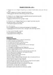 English worksheet: traduction de on