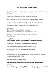 English Worksheet: Christmas greetings