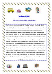 English worksheet: Matching  school words
