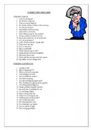 English Worksheet: correcting mistakes