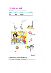 English Worksheet: My birthday party  Part II