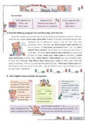 English Worksheet: Verb THERE TO BE   --  SIMPLE PAST  1/2  (Christmas Context)