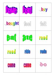 Simple Past Irregular Verbs Go Fish/Memory Cards