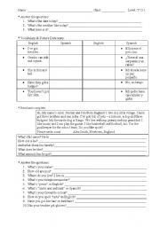 English worksheet: Test. Level Elementary.