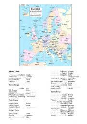 English Worksheet: Europe (countries, capitals, nationalities)