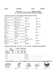 English worksheet: exam for 6. grade