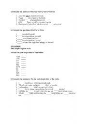 English worksheet: Past Simple