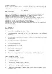 English Worksheet: LAZY SHARON - DRAMA