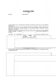English Worksheet: CV Template. With instructions