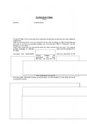 English worksheet: CV Template. With instructions