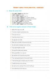 English Worksheet: Present Simple negative - exercises