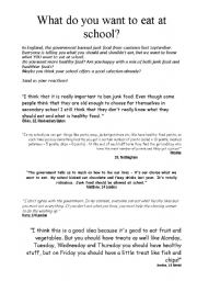 English Worksheet: What do you want to eat at school?