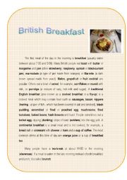 English Worksheet: British Breakfast