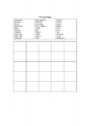 English worksheet: Lets Play Bingo