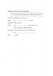 English worksheet: asking for an appointement at the doctors office