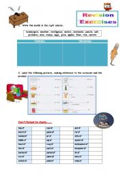 English Worksheet: Countables - Uncountables - Revision Exercises