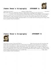 English worksheet: James Deans biography